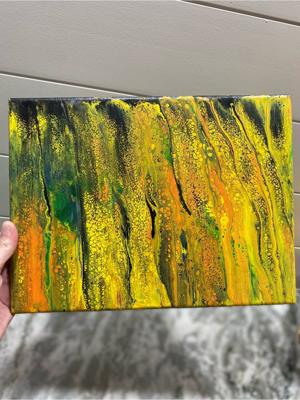 Hand Crafted Vibrant Yellow and Orange Abstract Painting